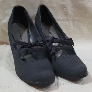 Ann Marino tweed double bow heels